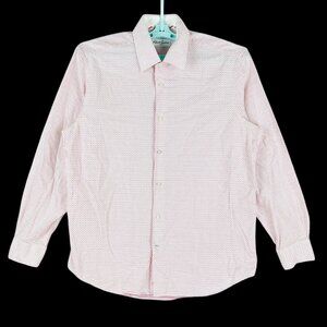 Robert Graham Men's Pink & White Long-Sleeve Button-Up Shirt Size 17 Collar